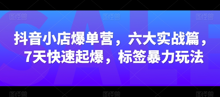 抖店打造爆款营，六大实战篇，7天迅速爆款，标识暴力行为游戏玩法-创业资源网