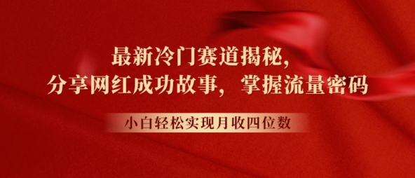 全新小众跑道揭密，分享网红成功的故事，新手快速掌握总流量登陆密码-创业资源网
