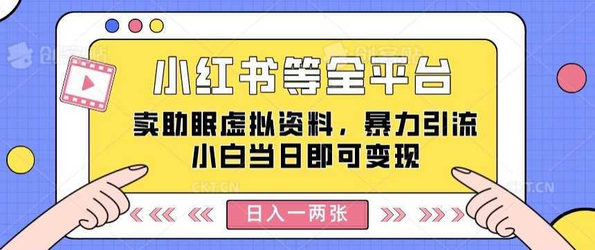 小红书等全网平台卖助睡眠虚似材料，暴力行为引流方法小白当日就可以转现，轻轻松松日入一两张-创业资源网