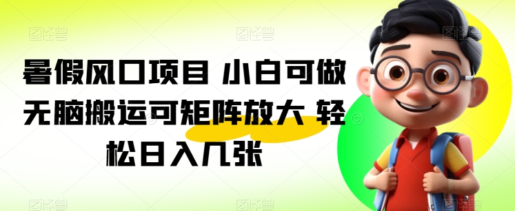 暑期蓝海项目 小白可做 没脑子运送可引流矩阵变大 轻轻松松日入多张-创业资源网