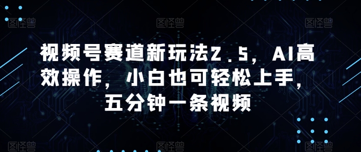 微信视频号跑道新模式2.5，AI高效率实际操作，新手也可以快速上手，五分钟一条视频-创业资源网