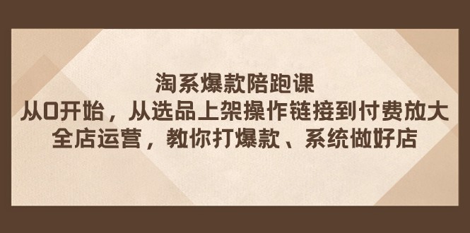 淘宝爆品陪跑课 从选款发布实际操作链接到付钱变大 店铺经营 打爆款 系统软件搞好店-创业资源网