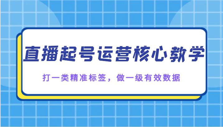 直播间养号运营核心课堂教学，打一类精确标识，做一级有效数据-暖阳网-优质付费教程和创业项目大全-创业资源网