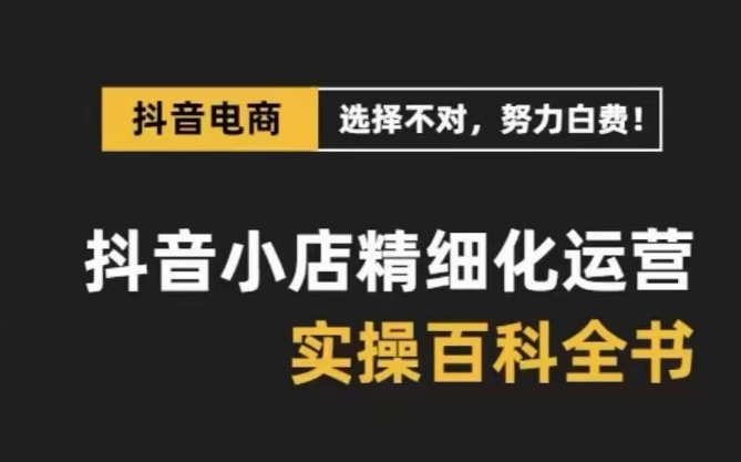 抖店精细化营销百科辞典，家庭保姆级经营实战演练解读-创业资源网