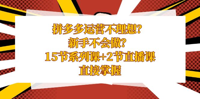 拼多多运营不太理想？初学者做不来？15节系列产品课 2节视频课堂懂得立即把握-创业资源网