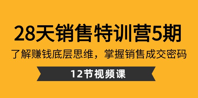 28天市场销售夏令营5期：掌握挣钱思维模式，把握销售成交登陆密码-创业资源网