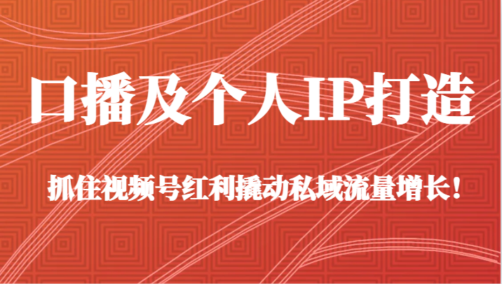 口播文案和个人IP打造出，把握住微信视频号收益撬起私域流量池提高！-创业资源网