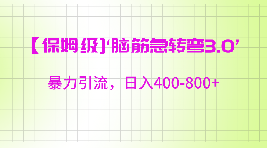 【家庭保姆级】‘脑筋急转去3.0’暴力行为引流方法、日入400-800-创业资源网