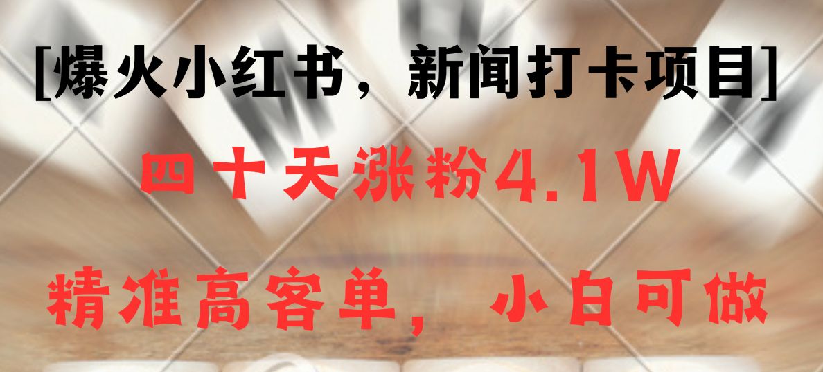 新闻报道打卡签到新项目，小红书的40天增粉4.1w，高客单精准粉，变现力极强-创业资源网
