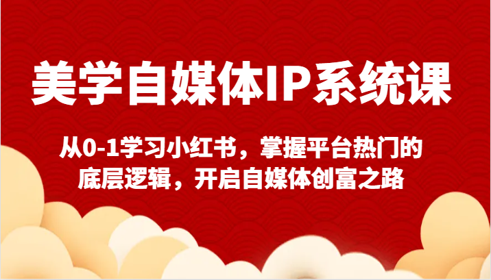 美学自媒体IP系统软件课-从0-1学习培训小红书的，把握服务平台比较热门的底层思维，打开自媒体平台财富之途-创业资源网