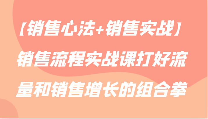 【市场销售心决 市场销售实战演练】销售管理流程实战演练课做好流量业务增长的组合策略-创业资源网