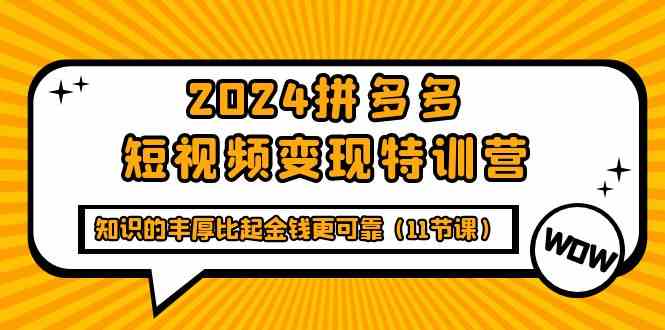 2024拼多多平台短视频变现夏令营，知识丰富相比钱财更有保障-创业资源网