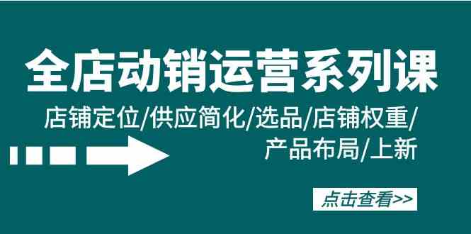 全店动销经营系列产品课：店铺运营/供货简单化/选款/宝贝权重/产品布局/上架-创业资源网