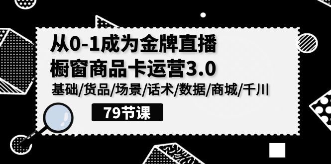 0-1变成王牌直播间橱窗展示产品卡经营3.0，基本/货物/情景/销售话术/数据信息/商城系统/巨量千川-创业资源网