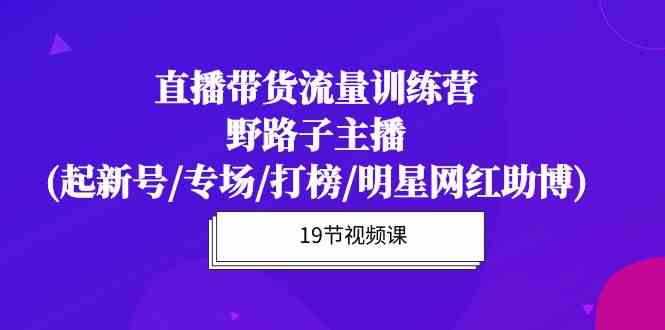 直播带货流量特训营，野路子主播(起新号/专场/打榜/明星网红助博)-创业资源网