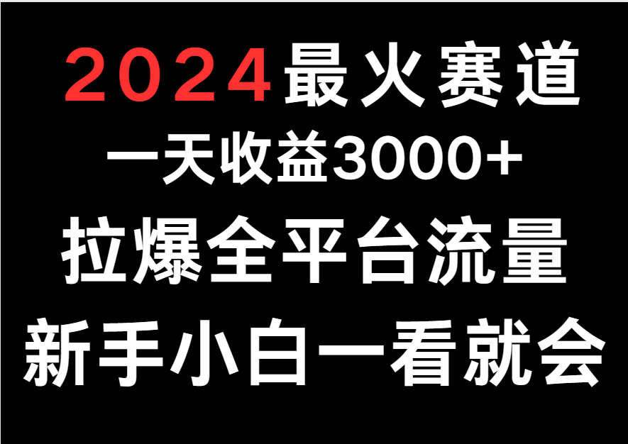 2024最红跑道，一天收一3000 .拉爆全用户流量，新手入门一看就会-创业资源网