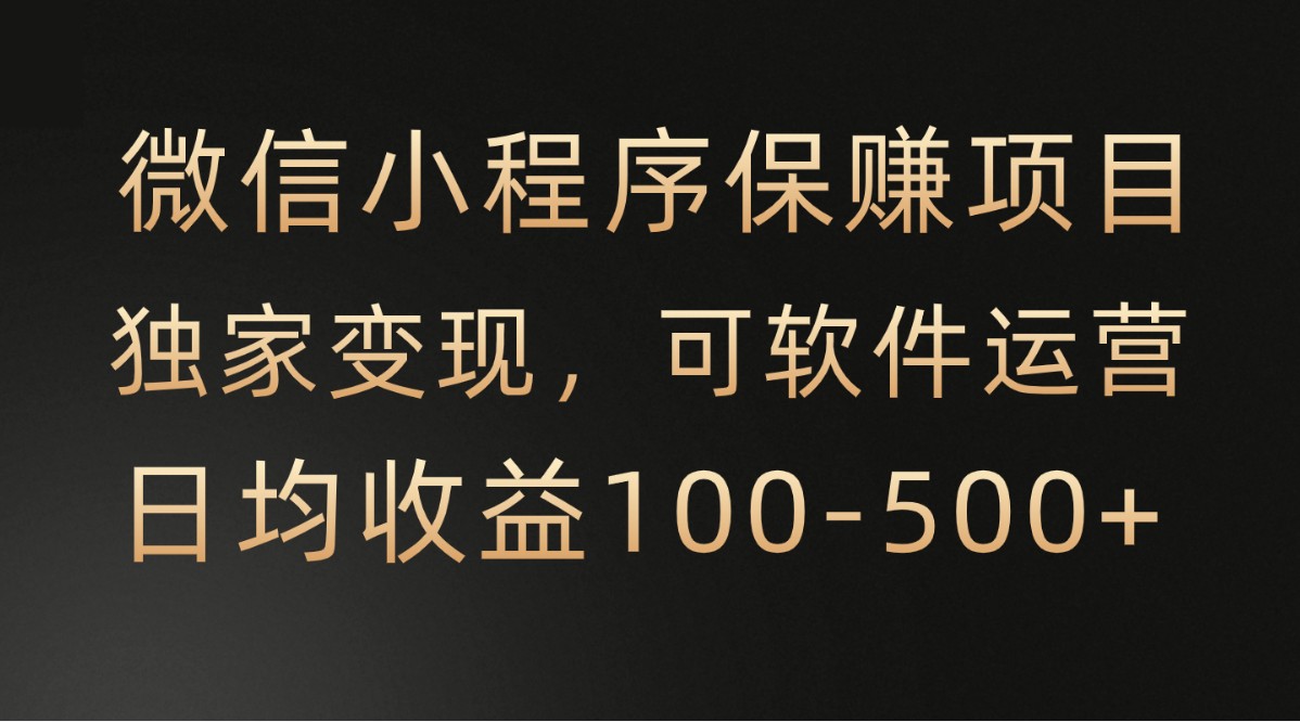 微信小程序，腾讯保赚项目，可软件自动运营，日均100-500+收益有保障-创业资源网