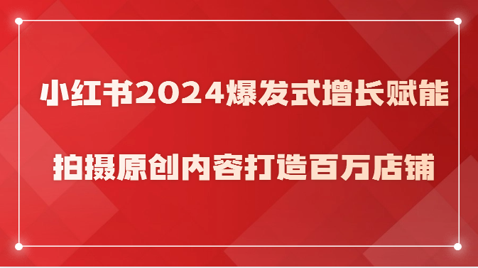 小红书的2024井喷式增长创变，拍照优质内容打造出上百万店面！-创业资源网