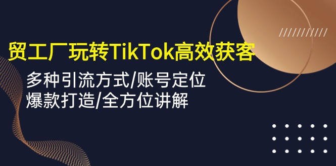 外贸工厂轻松玩TikTok高效率拓客，多种多样推广方式/内容创作/爆款打造/多方位解读-创业资源网