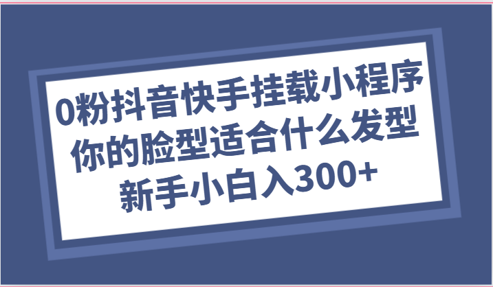 0粉抖音和快手初始化微信小程序，你脸型适合的发型游戏玩法，新手入门日入300-创业资源网