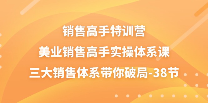 销售高手特训营，美业销售高手实操体系课，三大销售体系带你破局-创业资源网