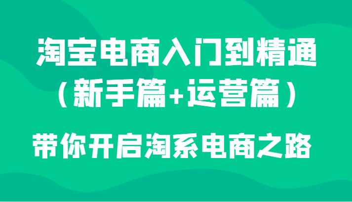 淘宝电商入门到精通陪你打开淘宝电子商务之途-创业资源网