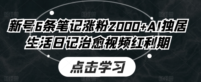 小号6条手记增粉2000 AI独自生活日记痊愈短视频风口期-中创网_分享中赚网创业资讯_最新网络项目资源-创业资源网