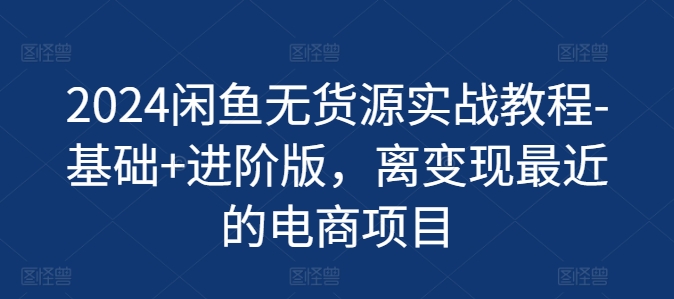 2024闲鱼平台无货源电商实战演练实例教程-基本 升级版，离转现近期的电商项目-创业资源网