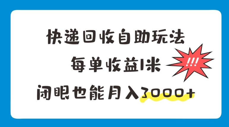 快递回收自助式游戏玩法，每一单盈利1米，闭上眼也可以月入3000-创业资源网