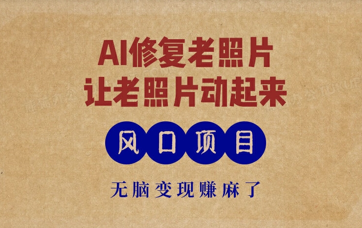全新蓝海项目，AI一键修复旧照片，让老照片动起来，接单子到手软，没脑子转现赚麻木了-创业资源网