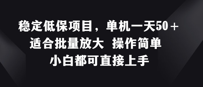 平稳低保户新项目，单机版一天50 适宜大批量变大 使用方便 小白都可直接上手【揭密】-创业资源网