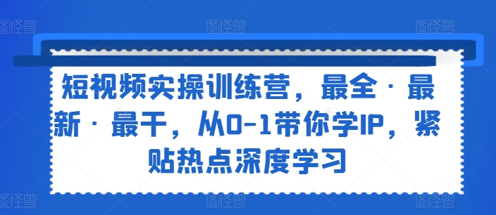 小视频实操训练营，最齐·全新·最干，从0-1陪你学IP，紧靠网络热点深度神经网络-创业资源网