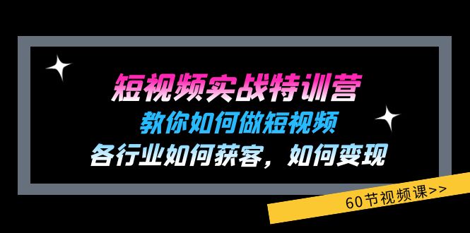 短视频实战特训营：教你如何做短视频，各行业如何获客，如何变现 (60节)-创业资源网