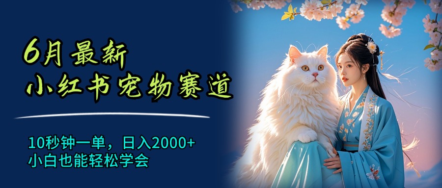 6月全新小红书的小宠物跑道，10秒左右一单，日入2000 ，新手都可以轻松懂得-创业资源网