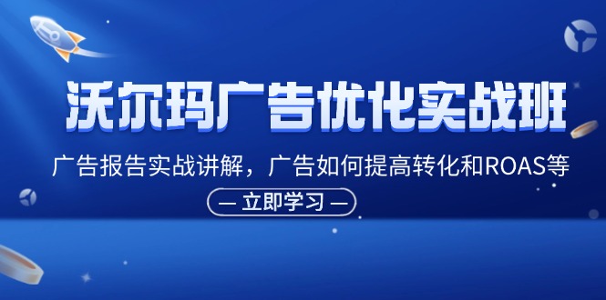 沃尔玛广告优化实战班，广告报告实战讲解，广告如何提高转化和ROAS等-创业资源网