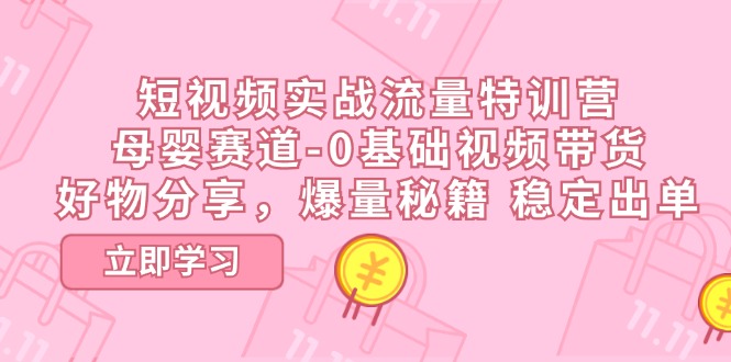 短视频实战流量特训营，母婴赛道-0基础带货，好物分享，爆量秘籍 稳定出单-中创网_分享中创网创业资讯_最新网络项目资源-创业资源网