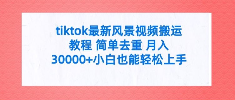 tiktok全新景色视频搬运实例教程 简易去重复 月入3W 新手也可以快速上手【揭密】-创业资源网