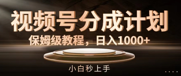 微信视频号分为方案家庭保姆级实例教程，日入1K，新手秒入门【揭密】-创业资源网