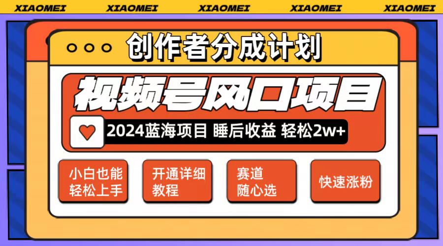 微信视频号大风口项目 轻松月入2w+ 多赛道选择，可矩阵，玩法简单轻松上手-创业资源网