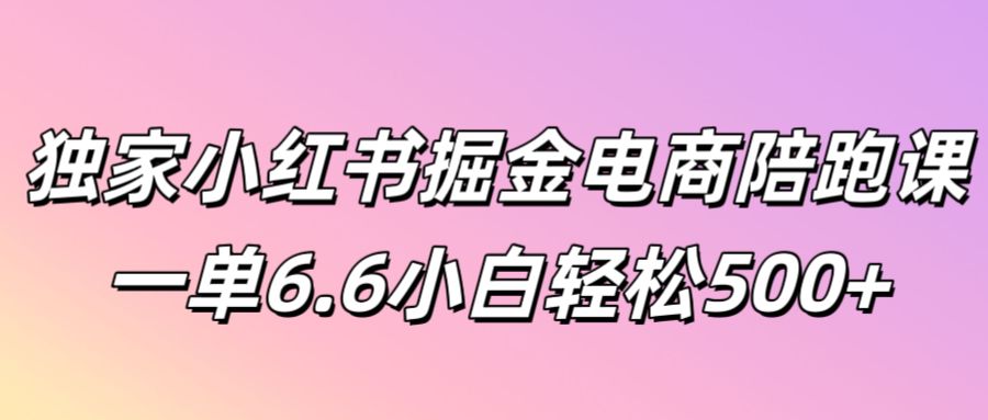 独家代理小红书的掘金队电子商务陪跑课一单6.6新手轻轻松松5张-创业资源网