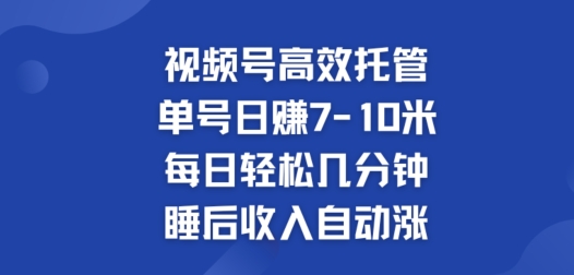 微信视频号高效率代管，运单号日赚7-10米，每日轻轻松松数分钟，睡后收入全自动涨-创业资源网