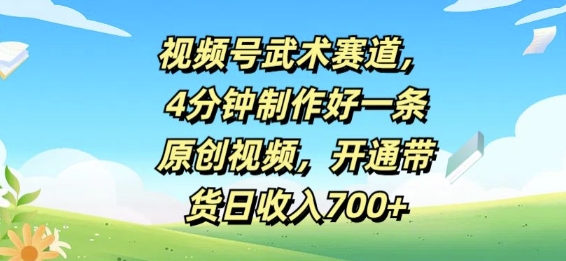 微信视频号武术赛道，4min制作好一条原创短视频，开启卖货日收益多张-创业资源网