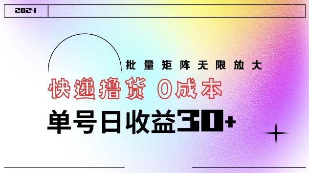 快递撸货 0成本 单号日收益30+ 批量矩阵可无限放大-创业资源网