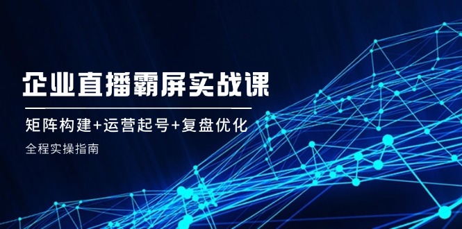 企 业 直 播 霸 屏实战课：矩阵构建+运营起号+复盘优化，全程实操指南-创业资源网