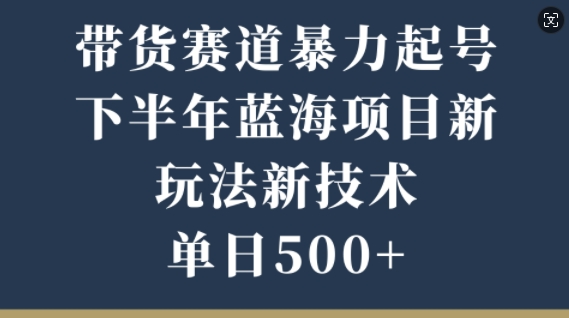 卖货跑道暴力行为养号，后半年蓝海项目，新模式新技术应用，单日500-创业资源网