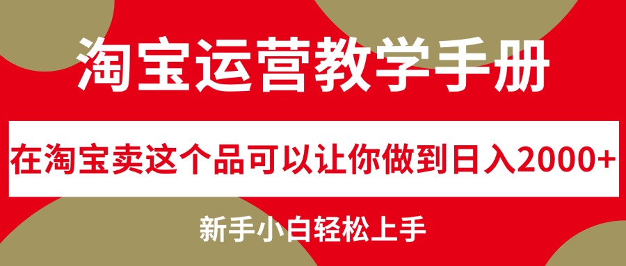 淘宝运营教学手册，在淘宝卖这个品可以让你做到日入2000+，新手小白轻…-创业资源网