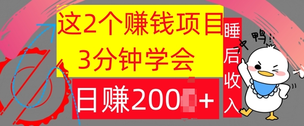 这2个项目，3分钟学会，日赚几张，懒人捡钱-创业资源网