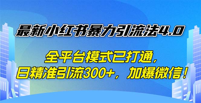 最新小红书暴力引流法4.0， 全平台模式已打通，日精准引流300+，加爆微…-创业资源网