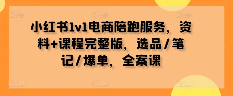 小红书1v1电商陪跑服务，资料+课程完整版，选品/笔记/爆单，全案课-创业资源网