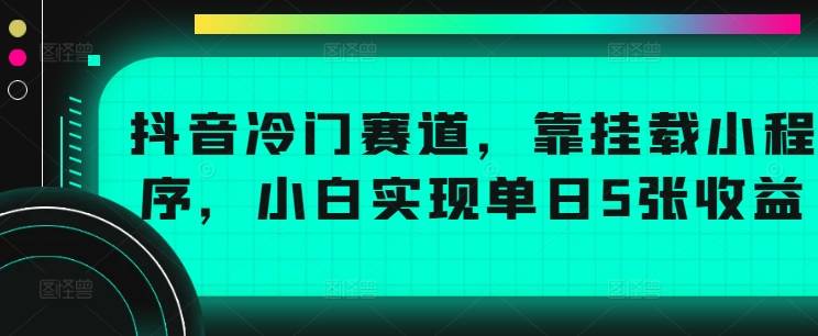 抖音冷门赛道，靠挂载小程序，小白实现单日5张收益-创业资源网